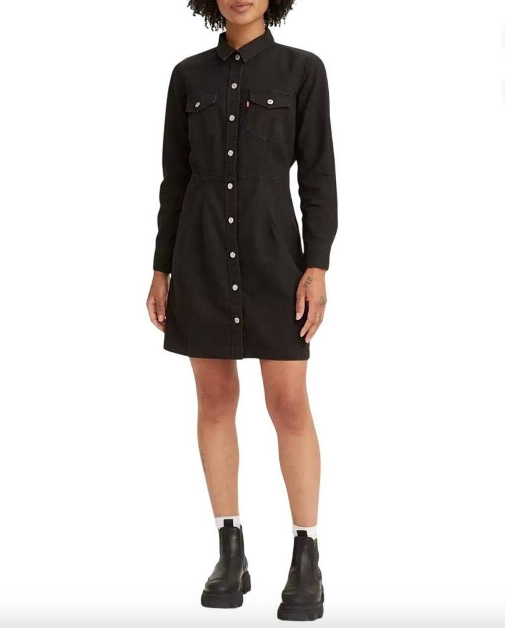 LEVI'S Ellie Denim Dress in Black Size Women's Small